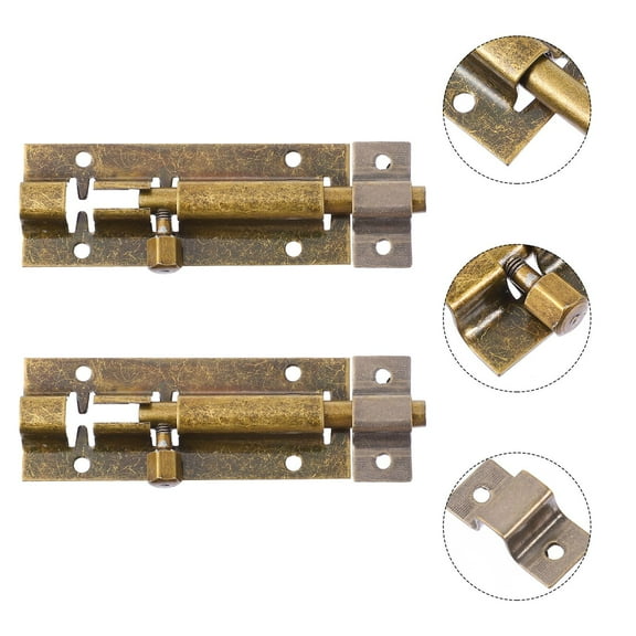 YOSADIER 2Pcs Stainless Slide Door Latch Golden Color with Lock Hole for Home Security and Stability