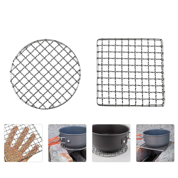 YOSADIER 2Pcs Stainless Steel Barbecue Wire Rack for Outdoor Grill Cooking Steak Fish Shrimp Vegetables