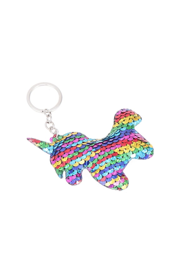 2Pcs Vibrant Assorted Color Unicorn Key Chains with Sequin Fabric Lightweight Design