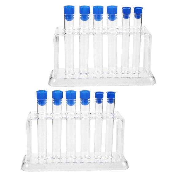 YOSADIER 2Sets Clear Plastic Test Tubes with Rack for Laboratory Use Assorted Colors Durable and Stable Design