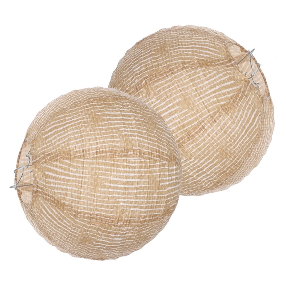 YOSADIER 2pcs Family Lantern Beige Burlap Globe Hanging Decoration