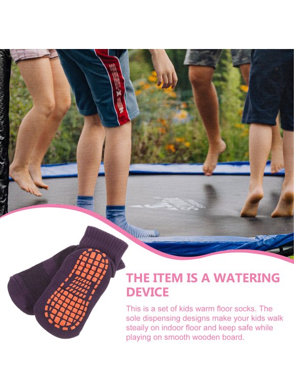 3Pairs Non Slip Floor Socks Lavender Breathable Cotton Socks for Smooth Wooden Floor Use