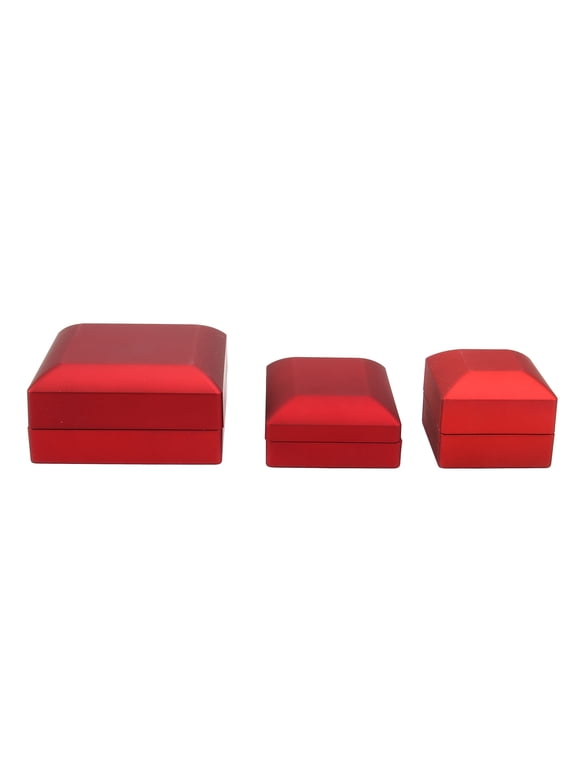 3-Piece LED Lighted Jewelry Box for , Pendants, Bracelets - Red Display Case