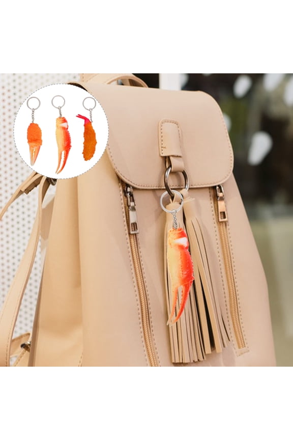 3Pcs Simulation Crab Claw Keychain Hanging Decoration for Bag and Keys