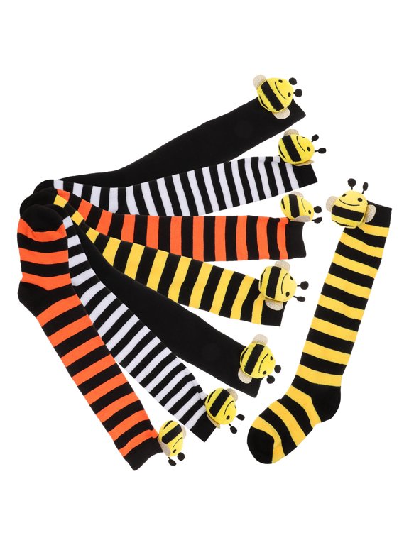 Cute Cosplay Bee Socks Polyester Soft and Comfortable for All-Day Wear 4Pairs