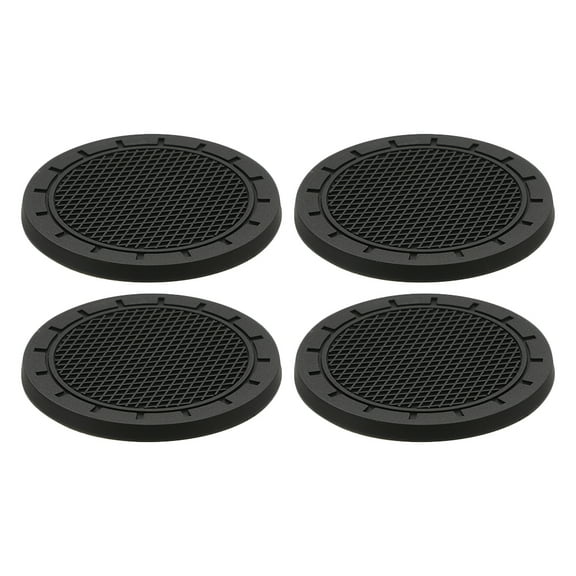 YOSADIER 4Pcs Black Car Cup Holder Coasters PVC Cup Pads Heat Insulation Mat Simple