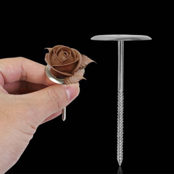YOSADIER 4Pcs Cake Decorating Nails Tool Silver for Piping Roses Daisies and Carnations At Home