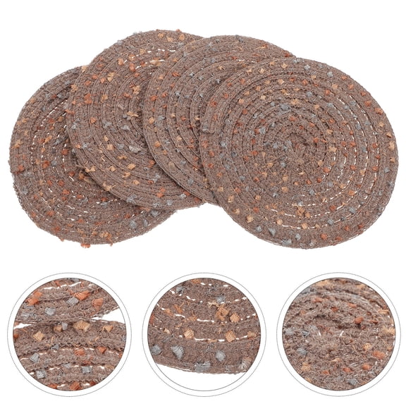 YOSADIER Kitchen Table Mats Round Shape for Drink Coaster 4Pcs 11x0.4x0.04in