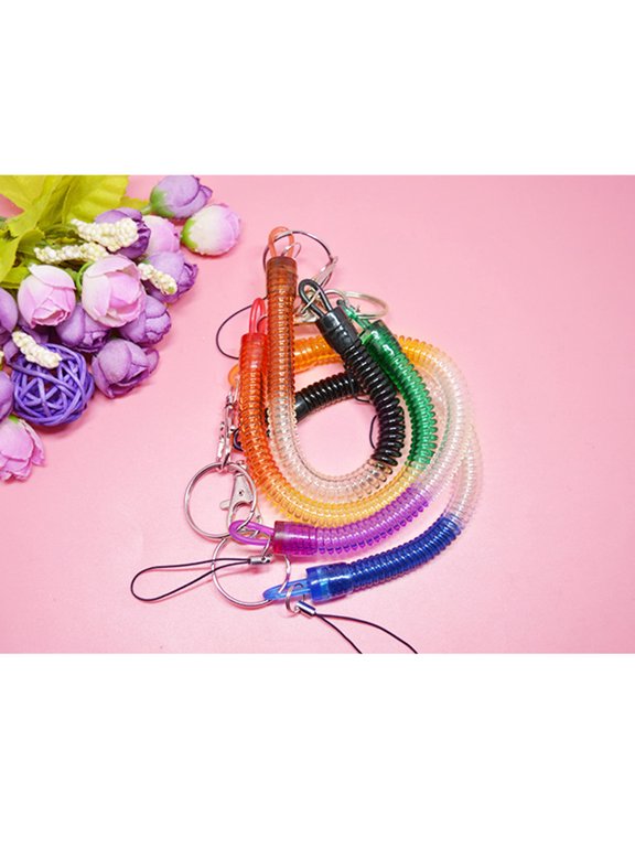 4-Pack Spring Coil Key with Flexible Plastic Design, Ideal Keychain for Everyday Use and Easy Carry