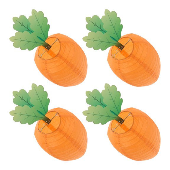 YOSADIER 4 Pack Orange Carrot Hanging Paper Lanterns, Easter Spring Party Decorations for Home, Garden, Classroom Decor Supplies