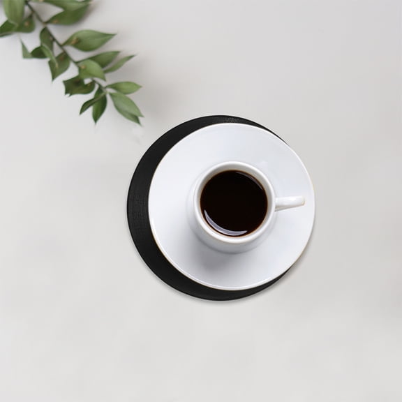 YOSADIER 4Pcs Practical Vinyl Record Cup Pads Nonslip Black Plastic Coasters for Kitchen