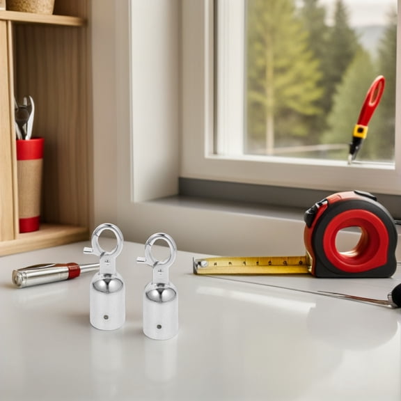 YOSADIER 4-Pack Stainless Steel Rope End Caps with Snap Hook Cord Stopper for Barrier and Outdoor Installations