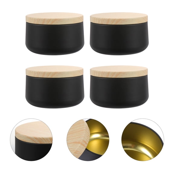 YOSADIER 4Pcs Tins for Crystal Wax Storage Black Tinplate 8.00X7.50X6.00Cm Rustic Style Banquet