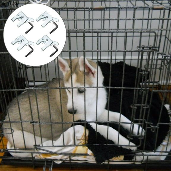 YOSADIER 4Set Galvanized Iron Pet Cage Lock Automatic Latch for Dog Crate Door Fastener 1.9x1.5in