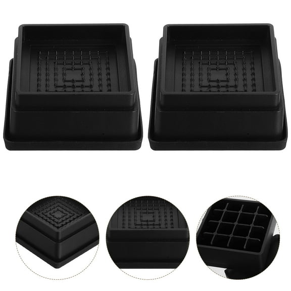 YOSADIER 4pcs Bed Risers Black Rubber Reusable Height Adjustment For Back Issues