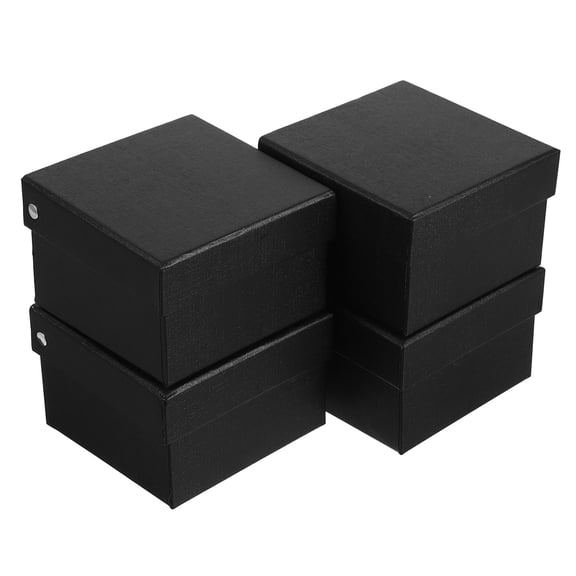 YOSADIER 4-Pack Black Necktie Boxes Elegant Paper Packaging Cases for Ties, Scarves, and Accessories Storage