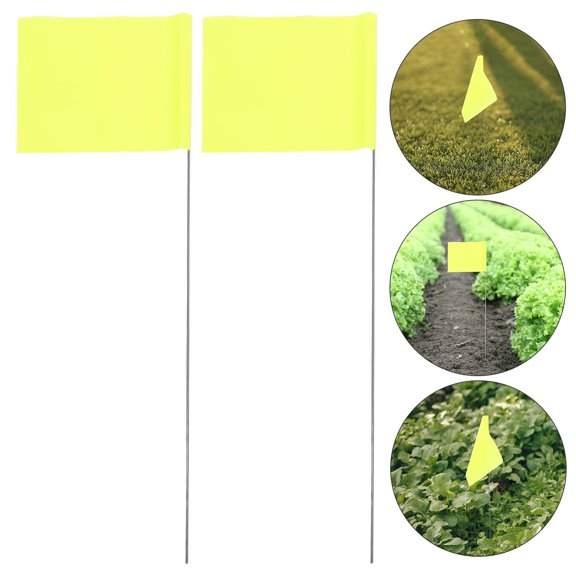 YOSADIER 50Pcs Yellow Yard Flags with Sturdy PVC Pole for Lawn and Landscape Use