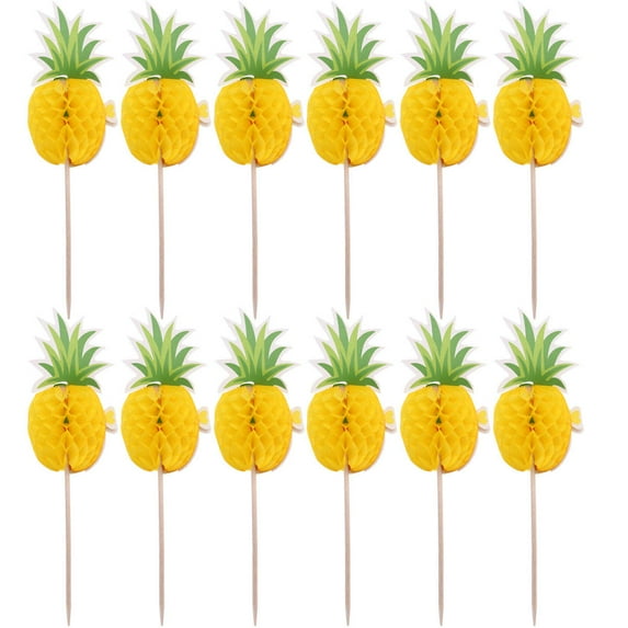 YOSADIER 50pcs Disposable Bamboo Picks for Drinks Party Favors with Honeycomb Pineapple Pattern