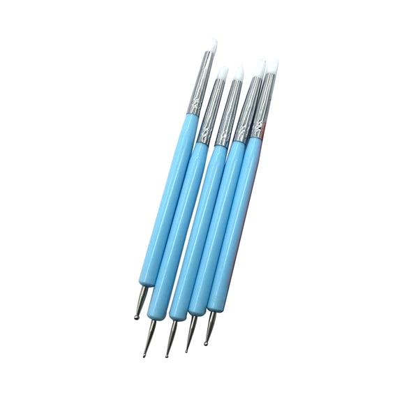 YOSADIER 5Pcs Blue Double Ended Silicone Color Shaping Pen for Cake Decoration