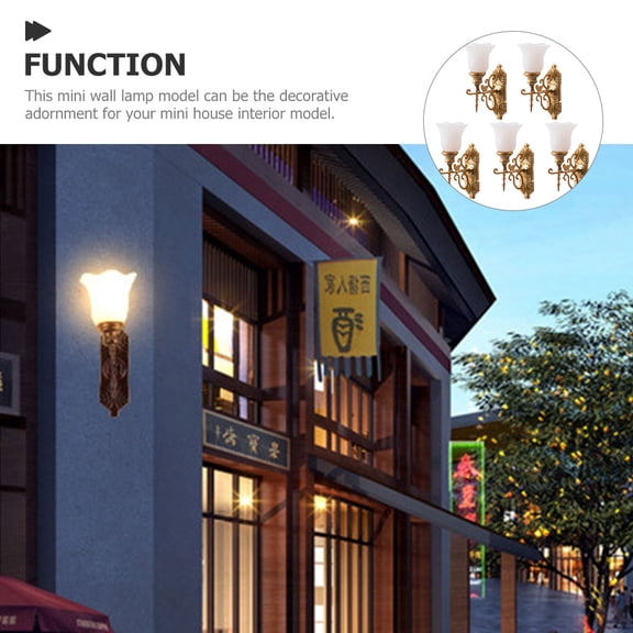 YOSADIER 5Pcs Miniature LED Lights for Dollhouse Golden Stainless Steel Indoor Display