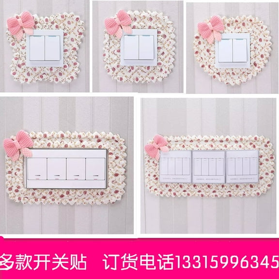 YOSADIER 6PCS Fabric Wall Switch Cover Multi Flower Design for Bedroom Bathroom Home Decor