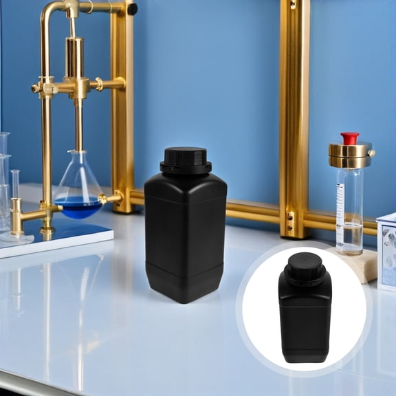 YOSADIER Set of 6 Chemically Resistant Black Plastic Lab Bottles for Secure and Safe Reagent Storage