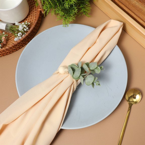 YOSADIER 6Pcs Natural Jute Napkin Buckles with Realistic Leaf Design Table Decoration