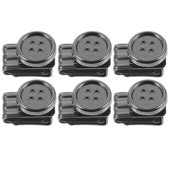 YOSADIER 6Pcs No Sew Plated Silver Metal Buttons for Adjustable Button End Brace Clips