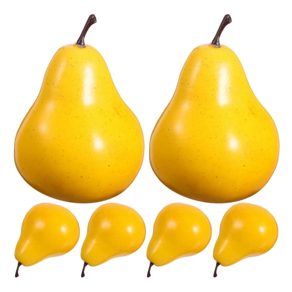 YOSADIER Plastic Faux Fruit Decor - Realistic Artificial Yellow Pears for Kitchen and Party (6Pcs)