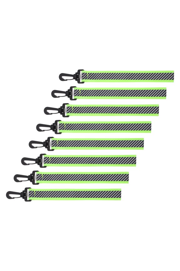 8Pcs Reflective Band Keychains Light Green Portable Reflector Tags for Outdoor Running and Cycling