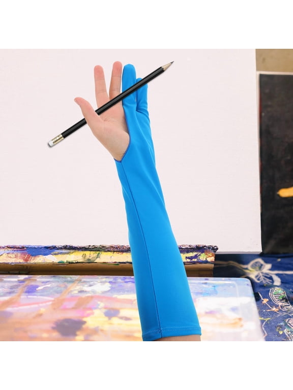Anti-Smudge Two-Finger Drawing Gloves for Artists in Blue 1Pair