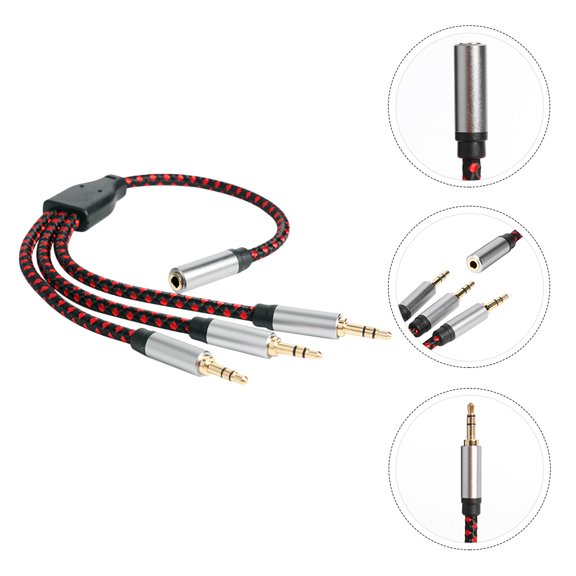 YOSADIER Red Headphone Splitter Audio Adapter 3 Way Converter for 3.5mm Mic and Headphone Ports