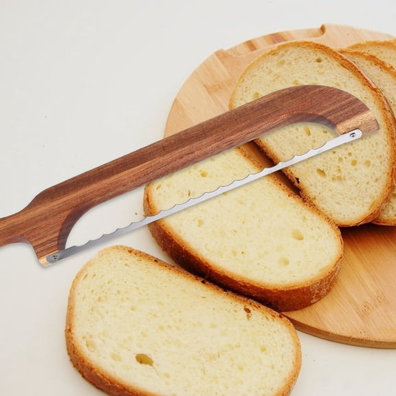 YOSADIER Toast Cutter with Serrated Blade Wooden and Stainless Steel Home Baking Kitchen Use 1Pack