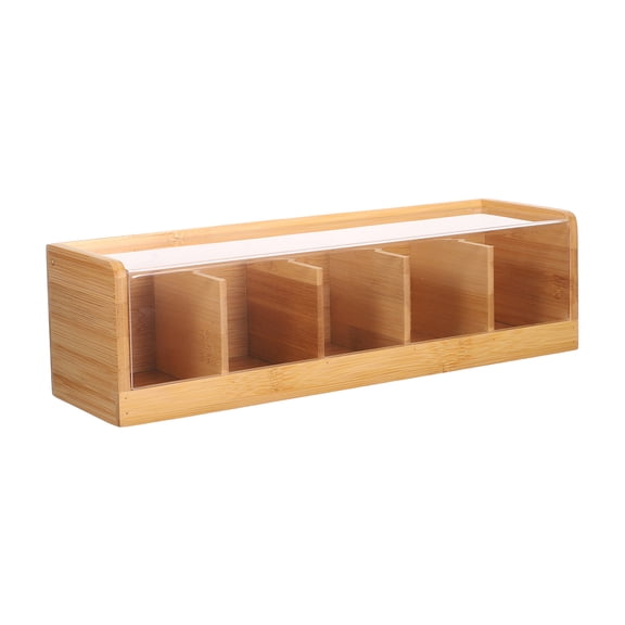 YOSADIER Elegant Bamboo Tea Box Divided Compartments Sealed Lid Khaki Home