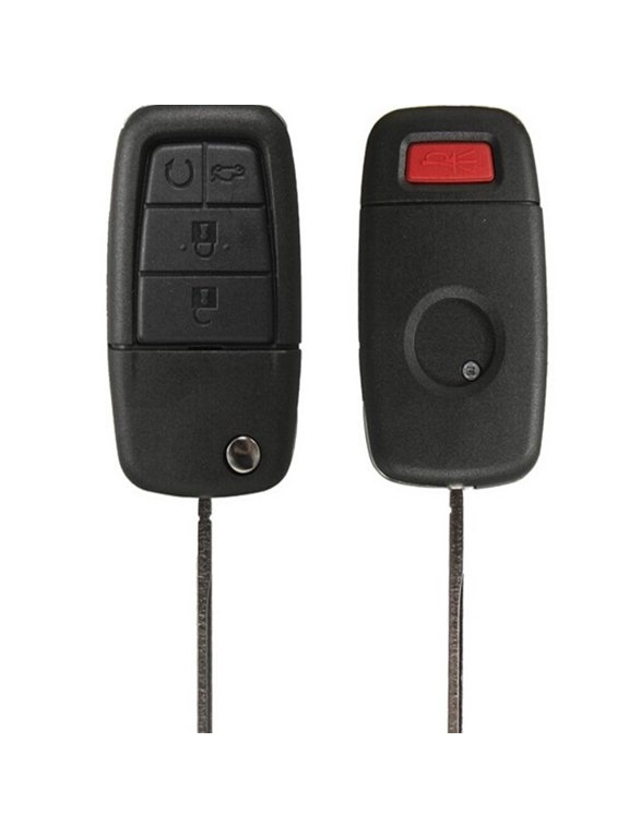 Black Folding Key Case with 5 Buttons, Plastic and Nylon Car Key Shell Protector