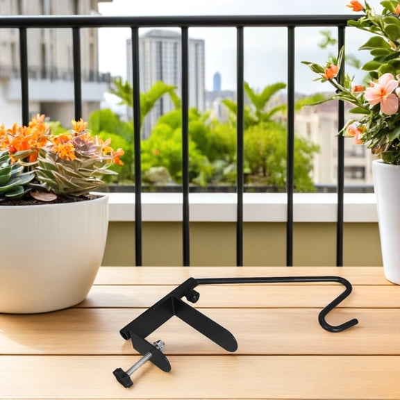 YOSADIER Black Metal Bird Feeder Hook for Deck Rails, Easy to Install with 360 Rotating Design for Outdoor Use