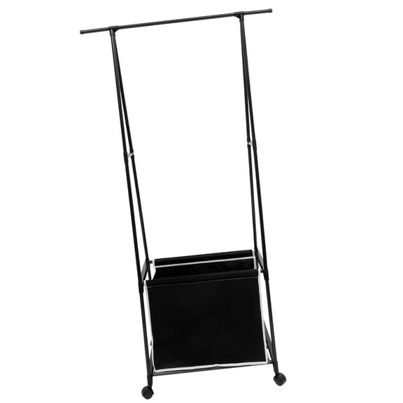 YOSADIER Black Metal Coat Rack with Wheels, A-Shaped Design for Closet Organization and Home Storage Solutions