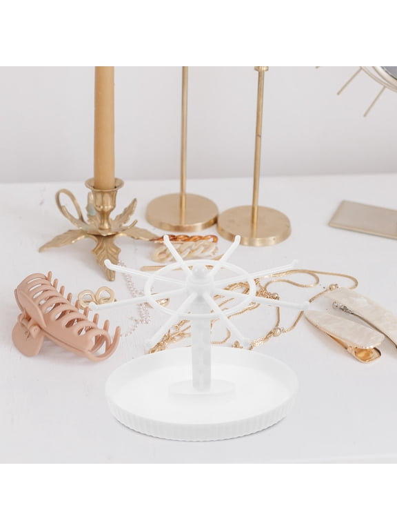 Stylish White Plastic Rotating Jewelry Hanger Stand Easy Maintenance
