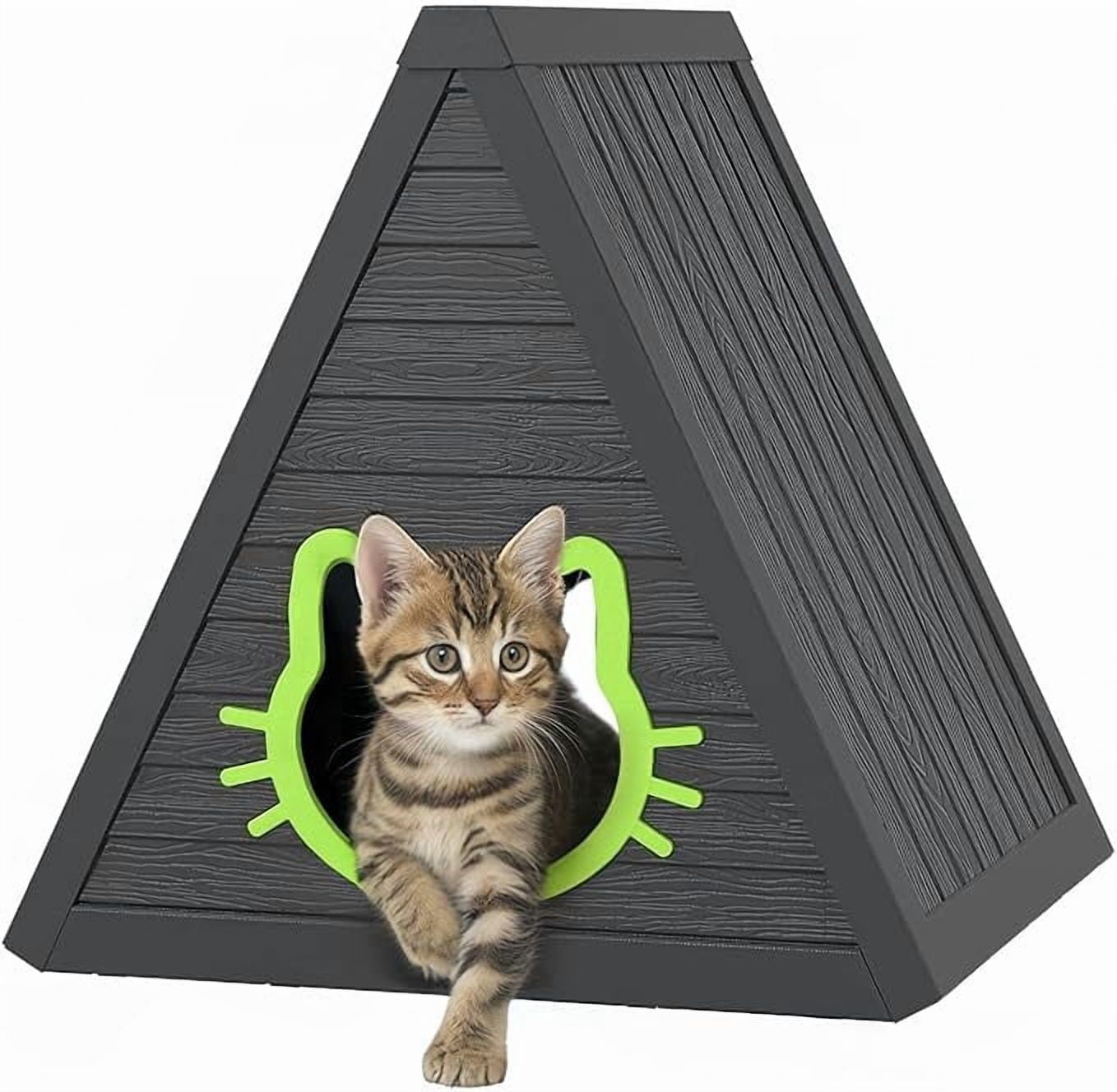 YOSADIER Cat House for Outdoor Weatherproof Shelter Cats Triangle Moisture and Odor Resistant Black 23.82"D x 25.59"W x 25.67"H