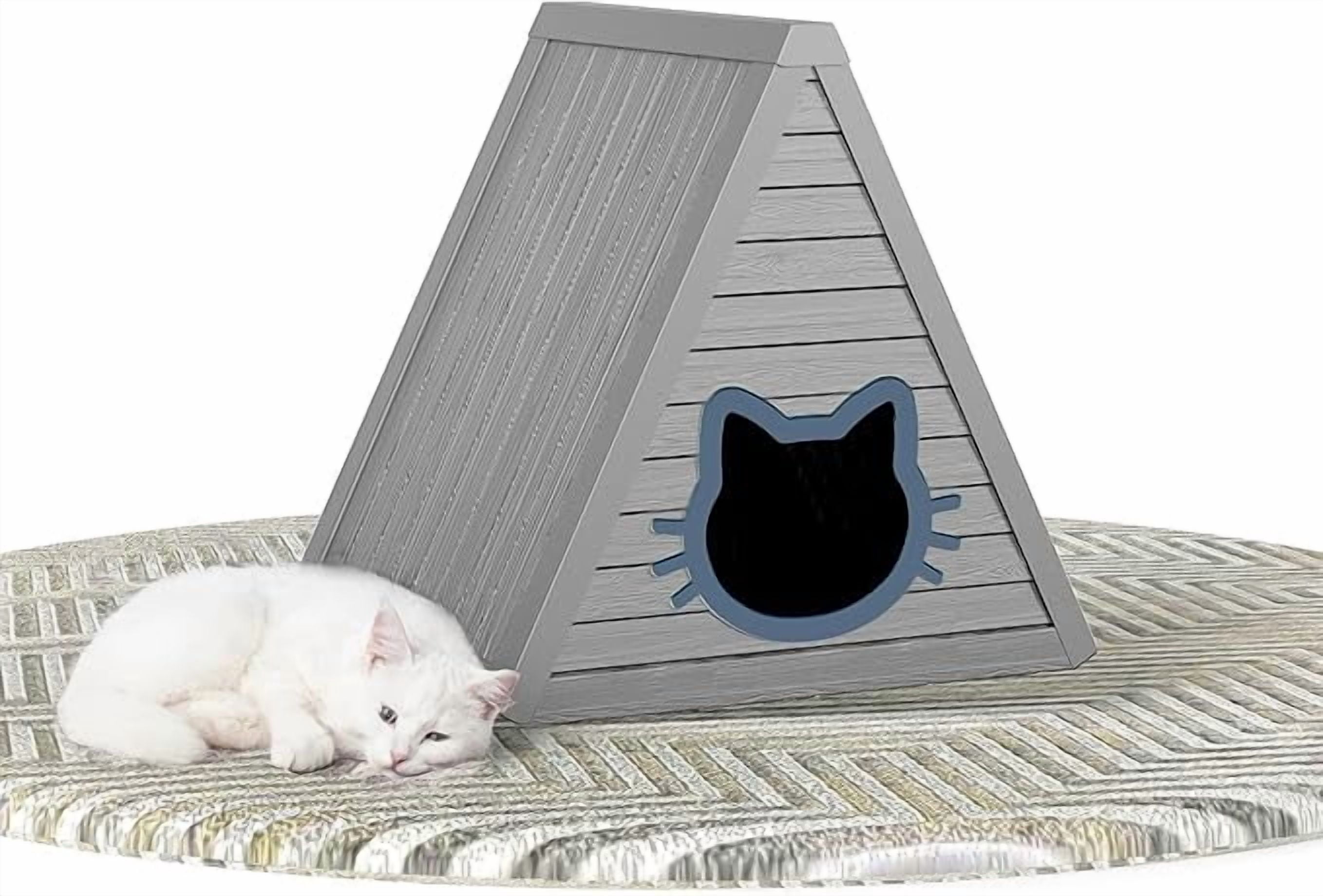 YOSADIER Cat House for Outdoor Weatherproof Shelter Cats Triangle Moisture and Odor Resistant Gray 23.82"D x 25.59"W x 25.67"H
