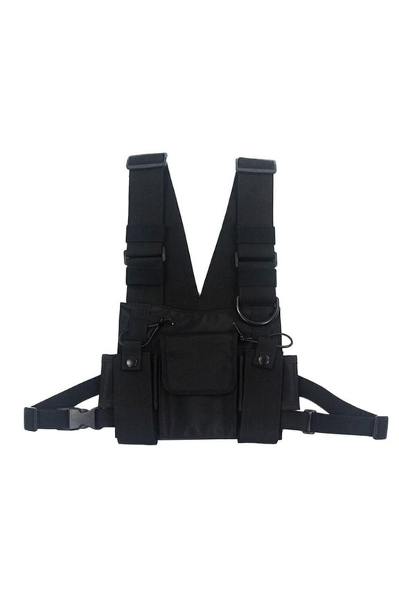 Black Streetwear Vest Bag Adjustable Strap Woman Chest Pouch for Everyday Carry