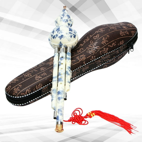 YOSADIER Chinese Traditional Synthetic Porcelain Gourd Instrument with Delicate Blue White Design