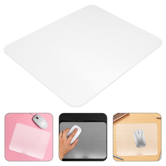 YOSADIER 2Pcs Transparent Glass Mouse Pad Office Desk Accessories Smooth Nonslip Surface