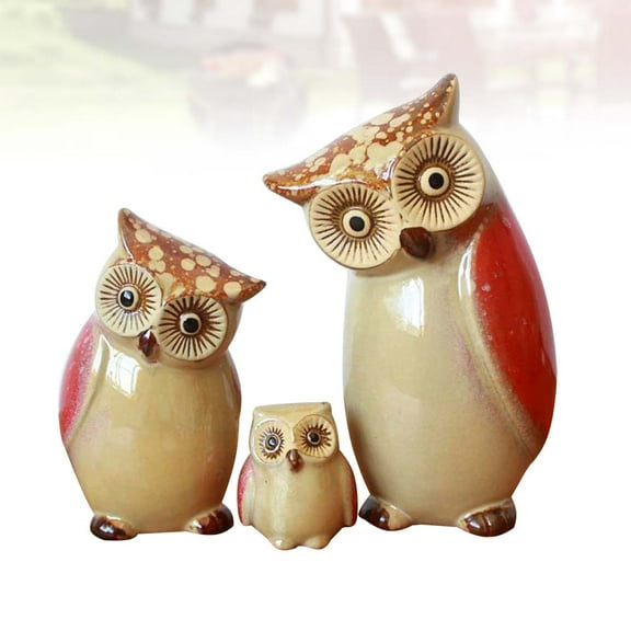 YOSADIER Cute Owl Shaped Ceramic Crafts for Home Decor Orange Color Great for Gifts and Office Decorations