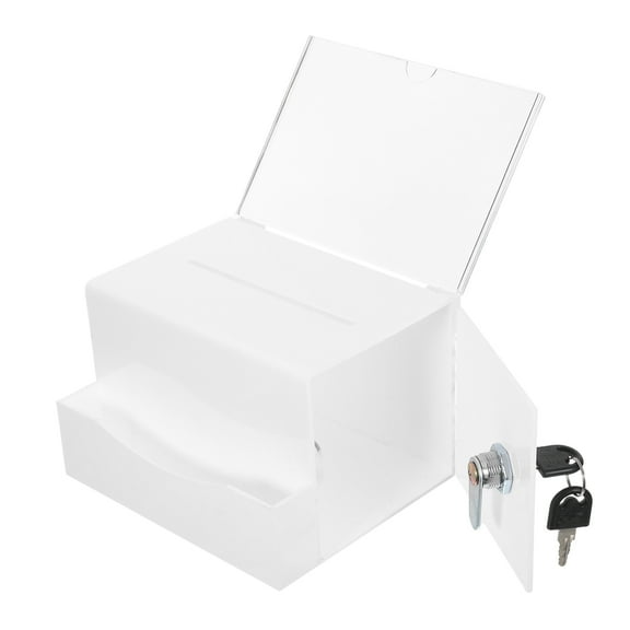 YOSADIER Sign Slot Ballot Box Office Donation Box Acrylic White 1Pack