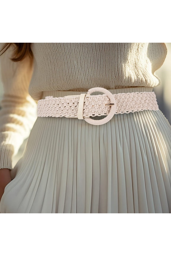 Adjustable Beige Macrame Belt for Women, Ethnic Style Waistband, Ideal for Casual and Formal Wear, 1 Set Included