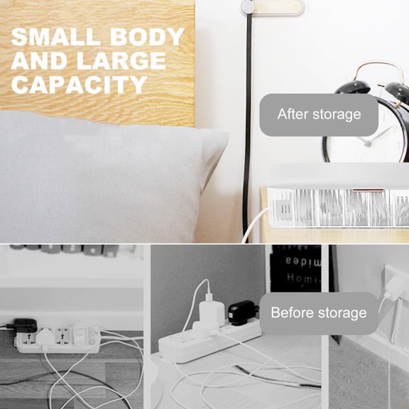 YOSADIER Durable White Cable Storage Box for Home with Separate Grids and Waterproof Plastic