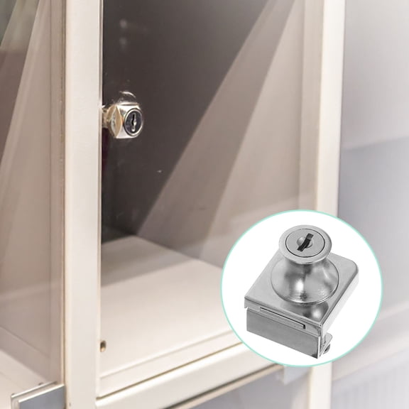 YOSADIER Elegant Plated Silver Glass Cabinet Lock with Key Secure Display Case Access
