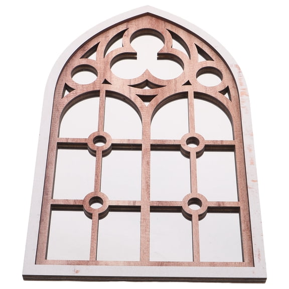 YOSADIER Entryway Wall Mirror with Arched Window Design, Wooden Frame, Acrylic Panel, Rustic Wall Decor