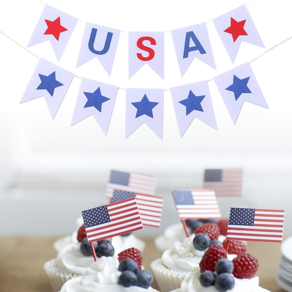 YOSADIER Garland Decorations 2Pcs Banner in Felt and Glitter Paper for Wall Hanging and Table Decor 11.8 x 7.0 x 0.1in